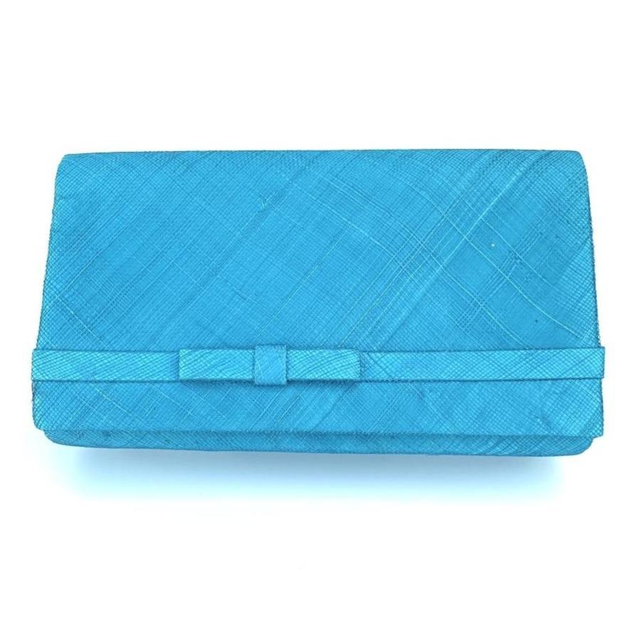 Classic Sinamay Turquoise Clutch Bag For Weddings-Fascinators Direct