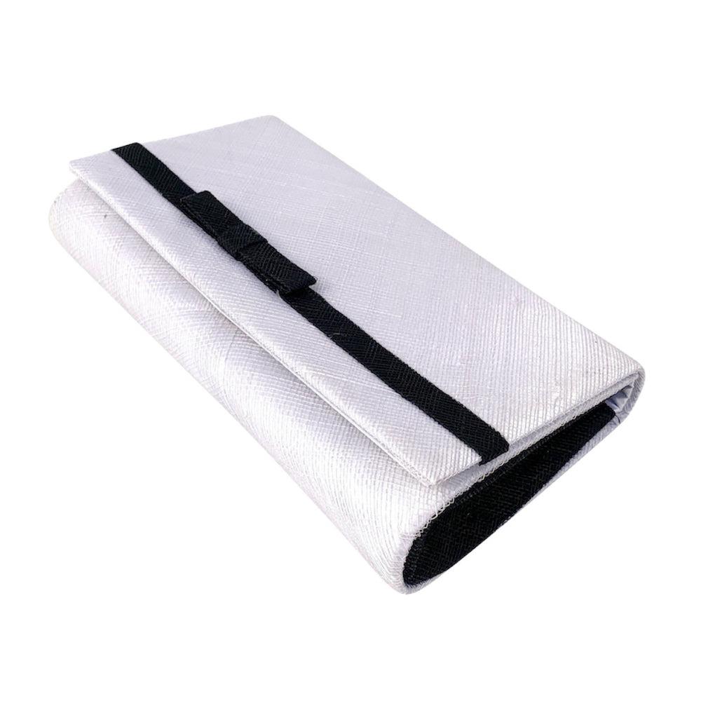 Classic Sinamay Black & White Clutch Bag For Weddings