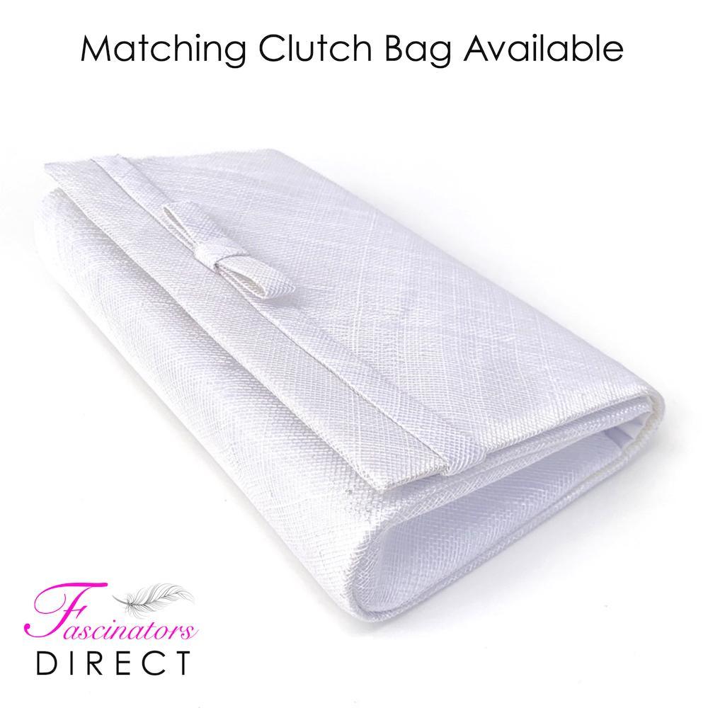 Classic Sinamay White Wedding Hat-Fascinators Direct