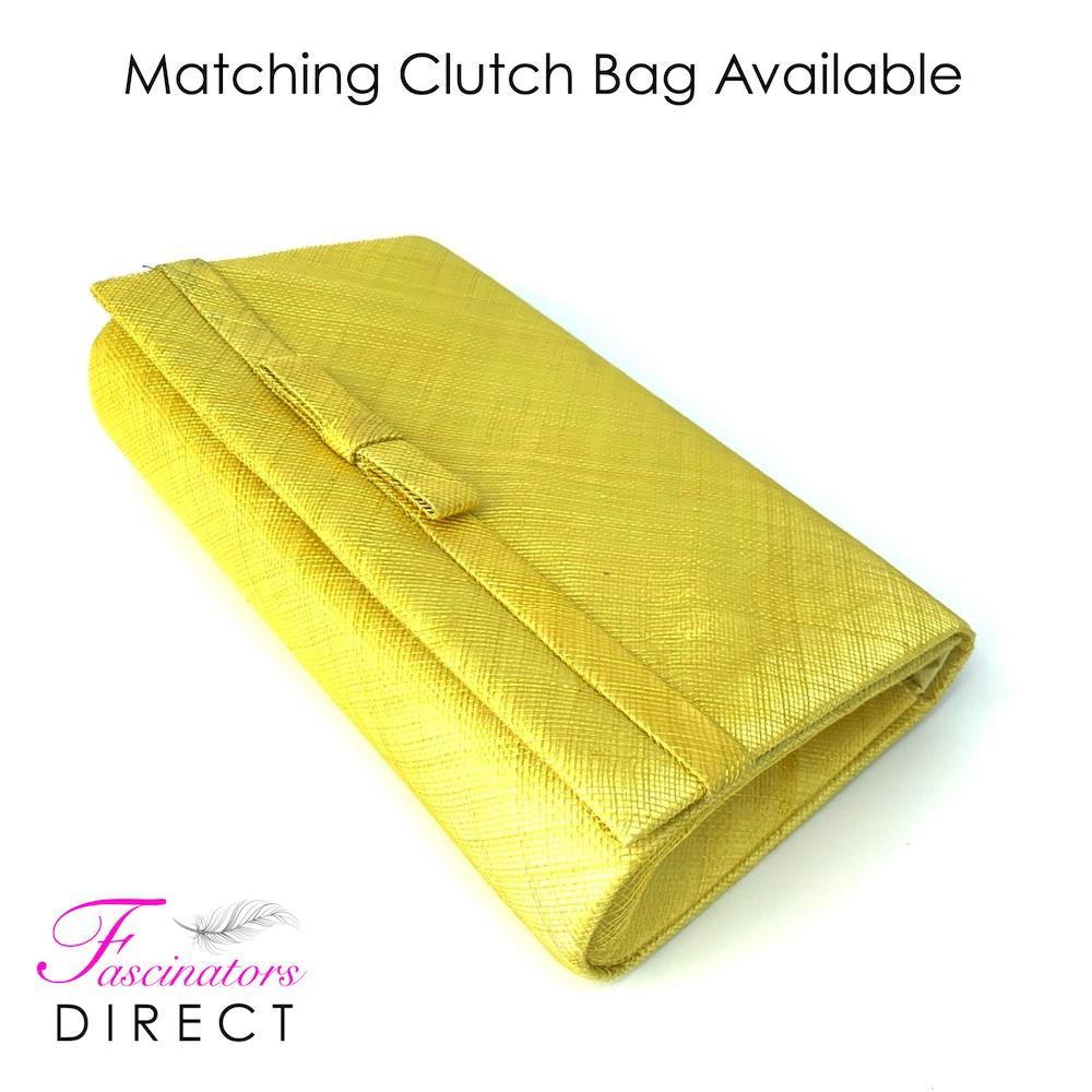 Classic Sinamay Yellow Wedding Hat-Fascinators Direct