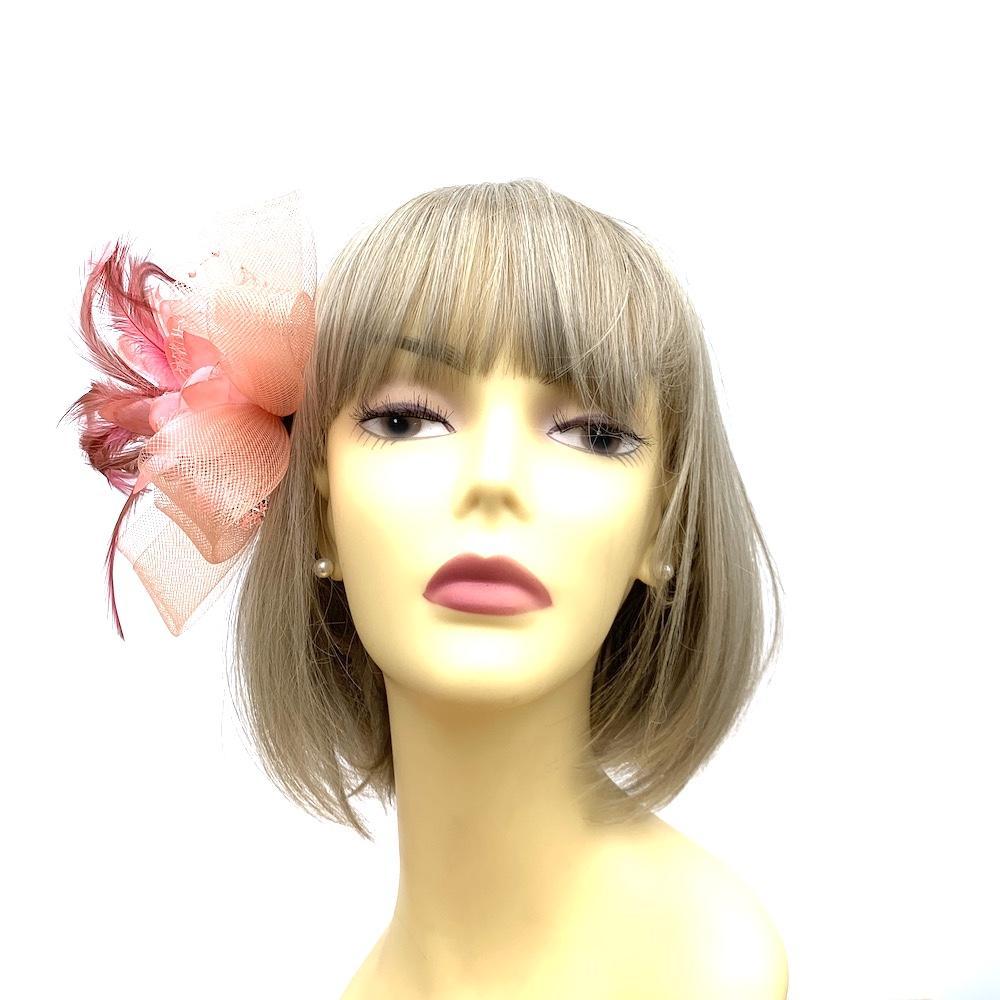 Clip In Blush Pink Hair Fascinator with Flower &amp; Loops-Fascinators Direct