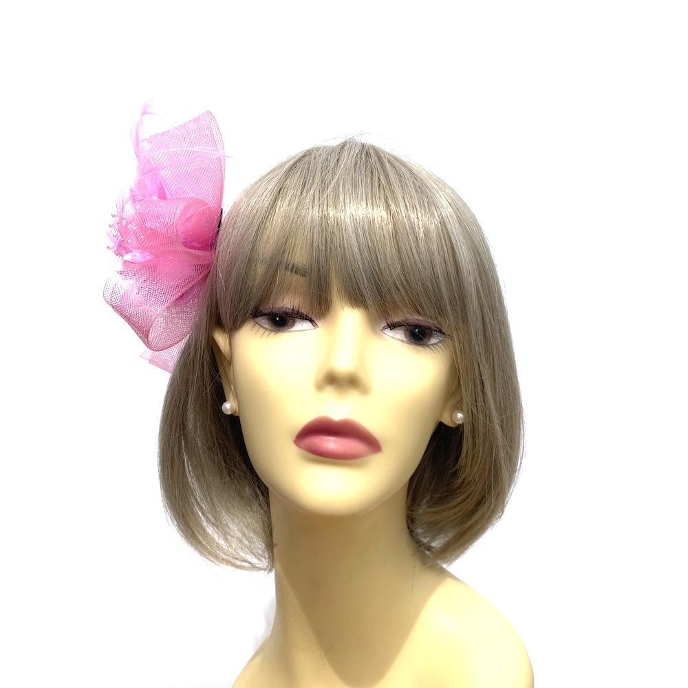 Clip In Light Pink Hair Fascinator with Flower &amp; Loops-Fascinators Direct
