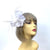 Clip On White Fascinator with Loops & Feather Flower-Fascinators Direct