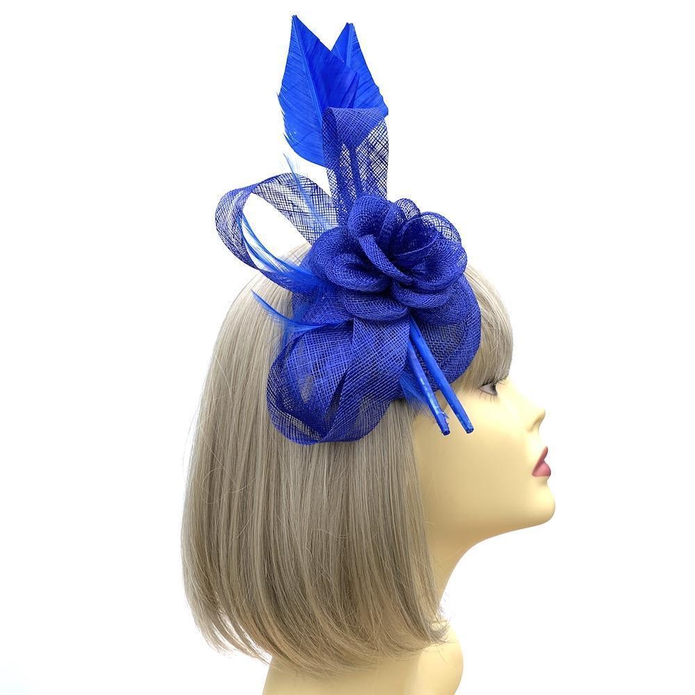 Clip in Royal Blue Fascinator with Feather Quills Blue Fascinators
