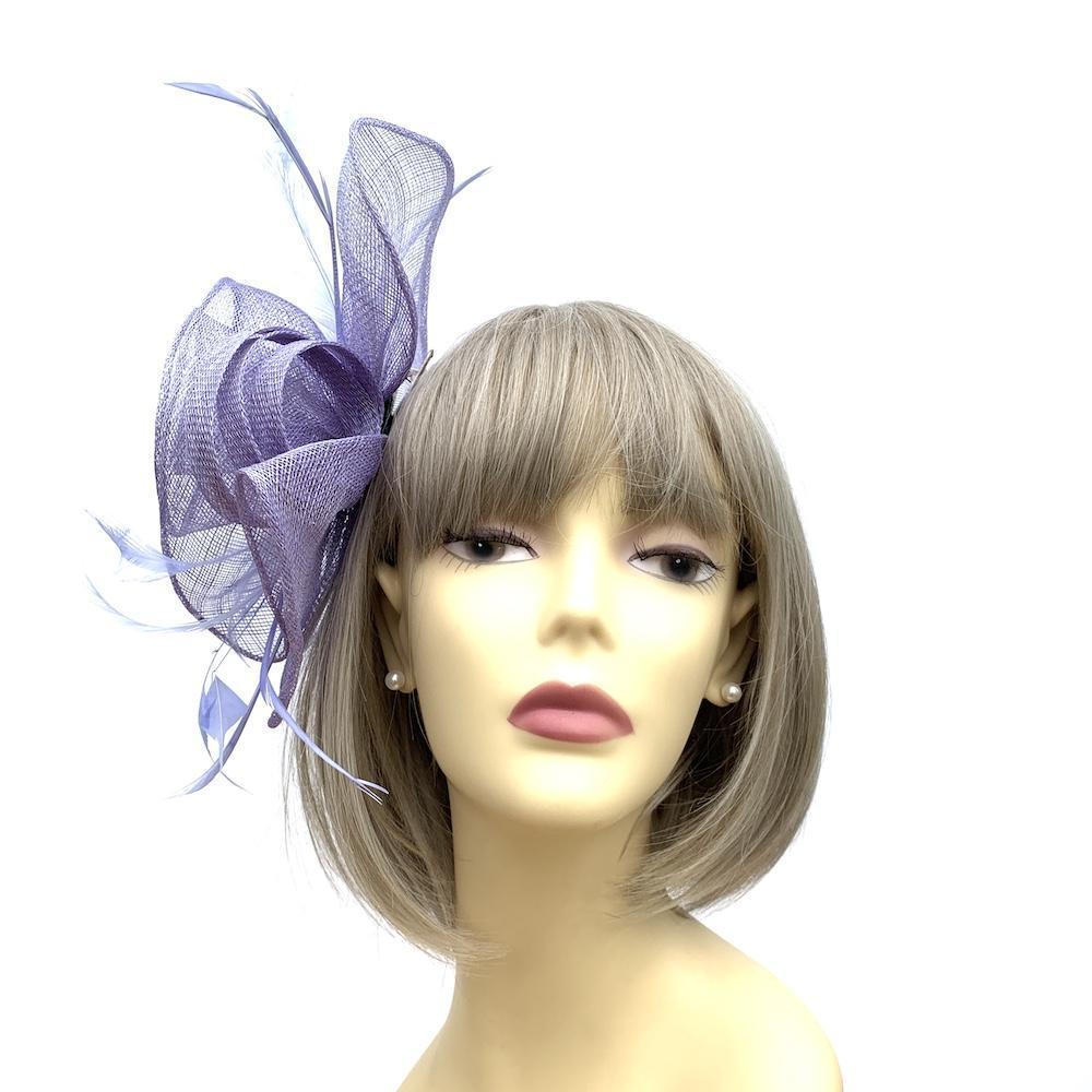 Cornflower Blue Fascinator with Sinamay Swirls-Fascinators Direct