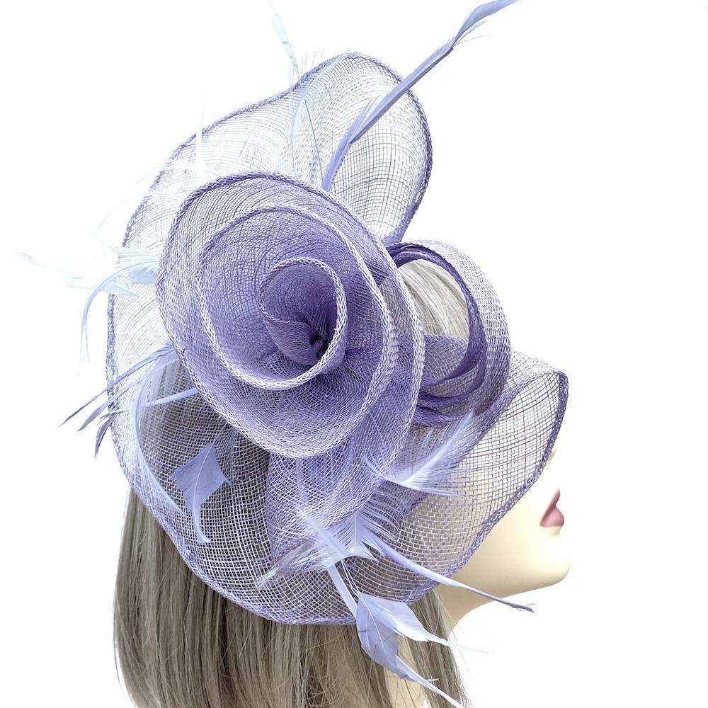 Cornflower Blue Fascinator with Sinamay Swirls-Fascinators Direct