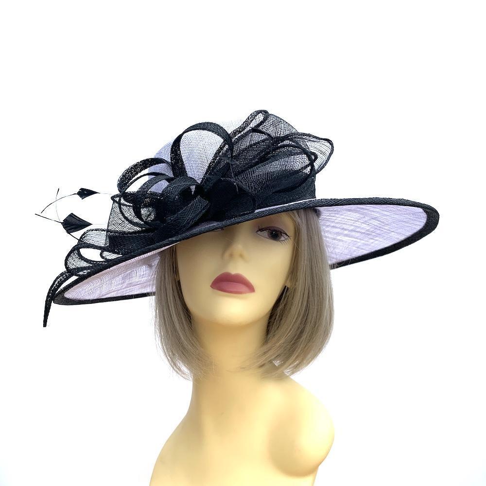 Cornflower Blue Wedding Hat with Sinamay Loops & Feathers-Fascinators Direct