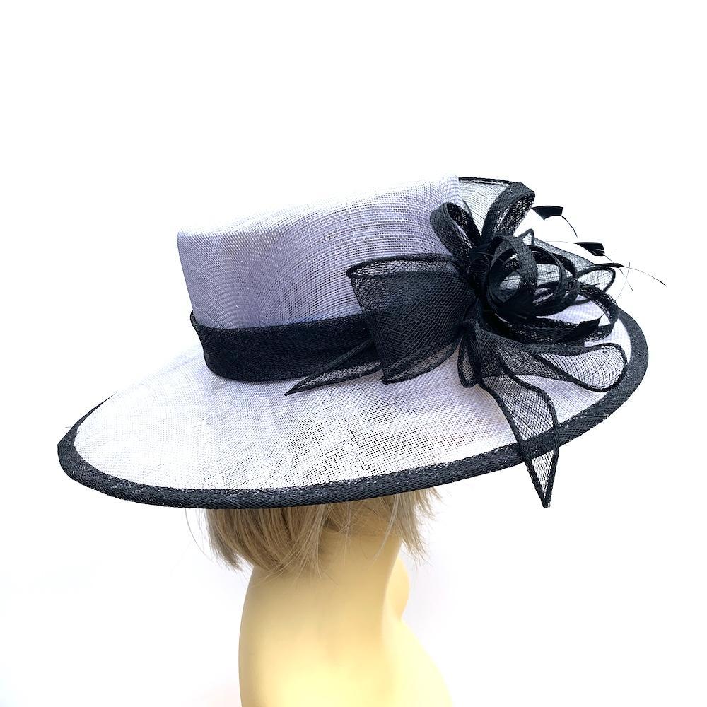 Cornflower Blue Wedding Hat with Sinamay Loops &amp; Feathers-Fascinators Direct