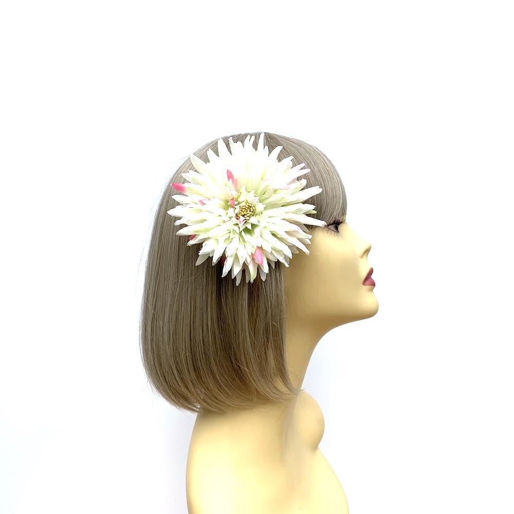 Cream Chrysanthemum Hair Flower Fascinator Clip-Fascinators Direct