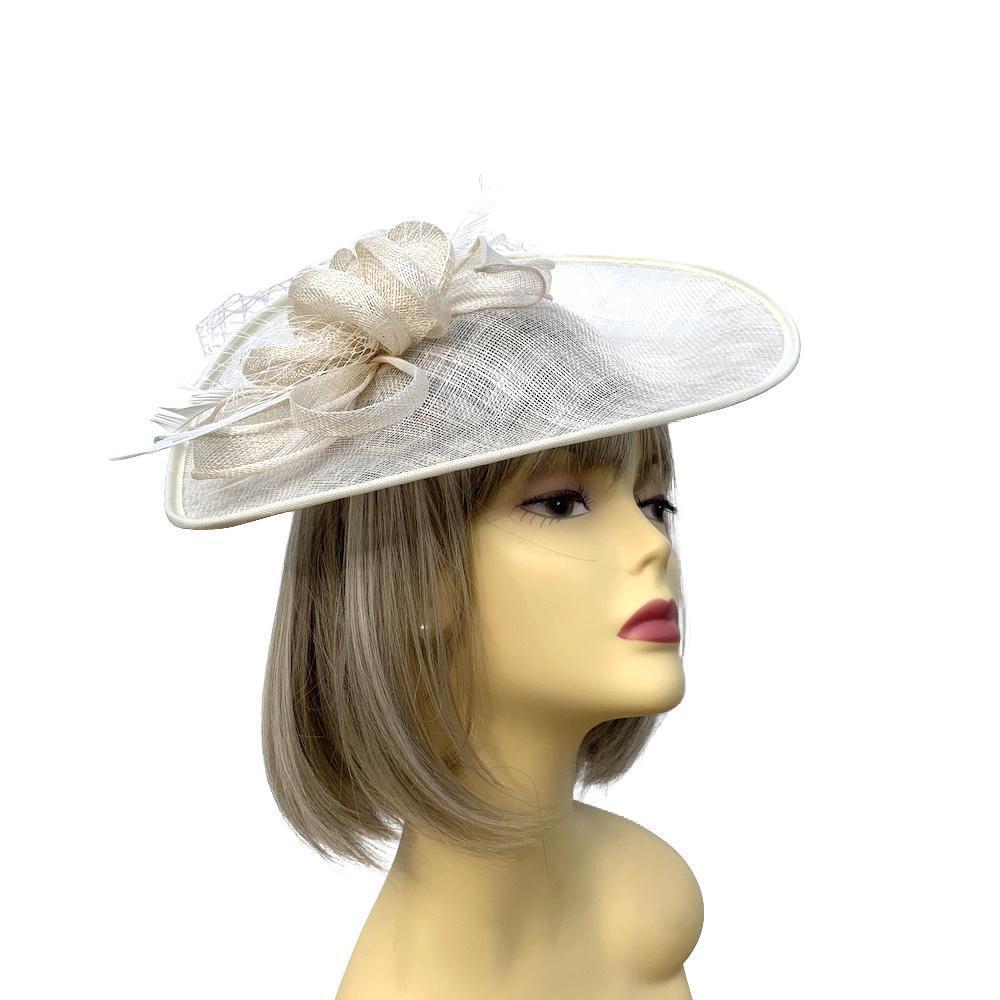 Cream Fascinator Hat with Sinamay Loops-Fascinators Direct
