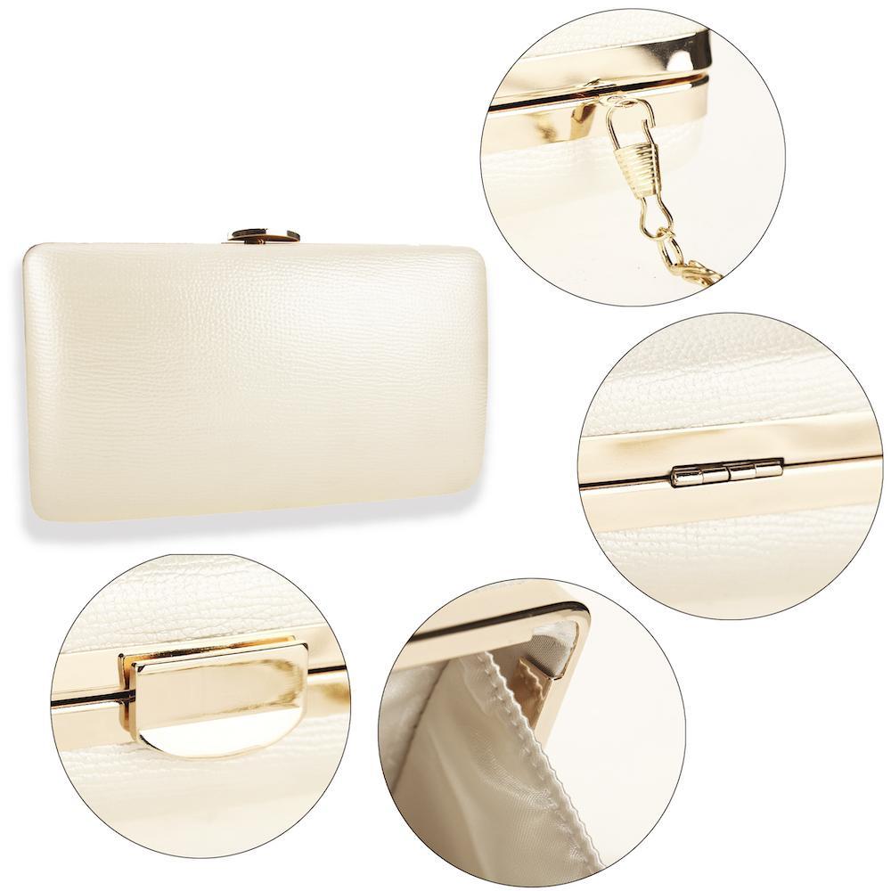Cream Leatherette Box Clutch Bag-Fascinators Direct