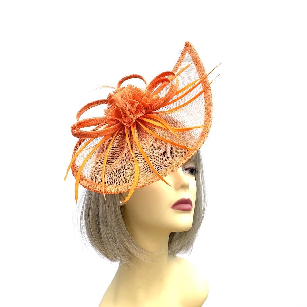 Crescent Design Half Disc Orange Wedding Fascinator-Fascinators Direct