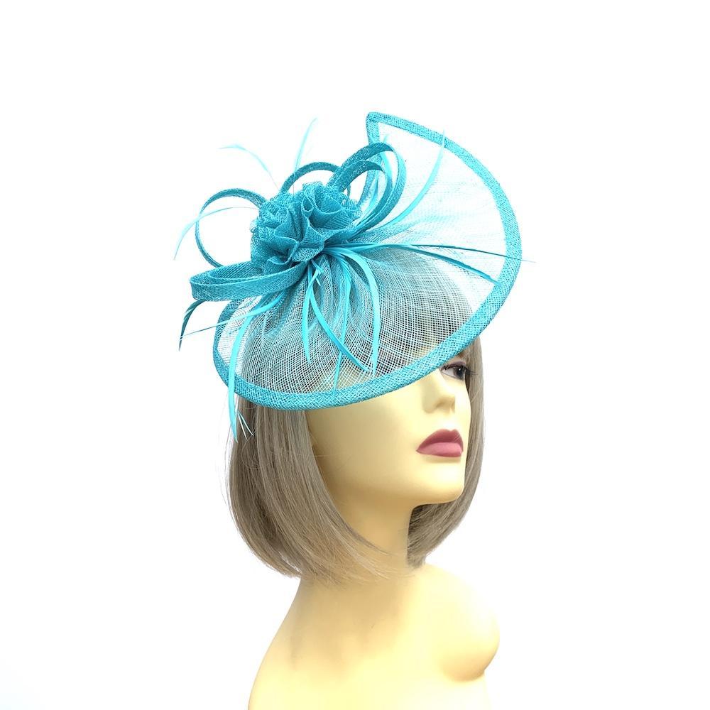 Crescent Design Half Disc Turquoise Wedding Fascinator-Fascinators Direct