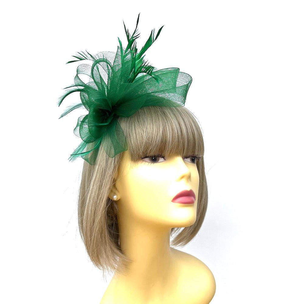 Crinoline Green Flower Fascinator Headband-Fascinators Direct