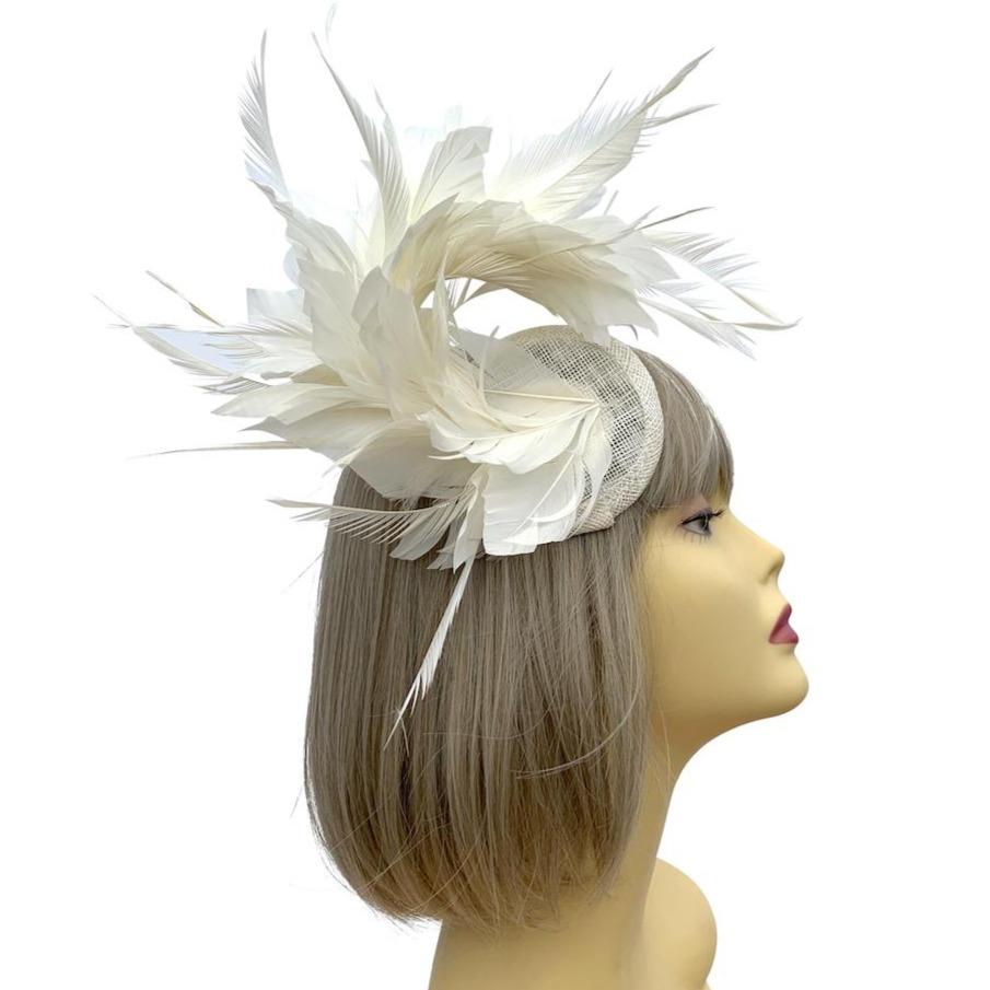 Curled Feather Cream Fascinator Hair Clip Ivory Feather Hair Clip