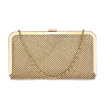 Women's Diamante Beaded Gold Clutch Bag | Gold Handbags for Women