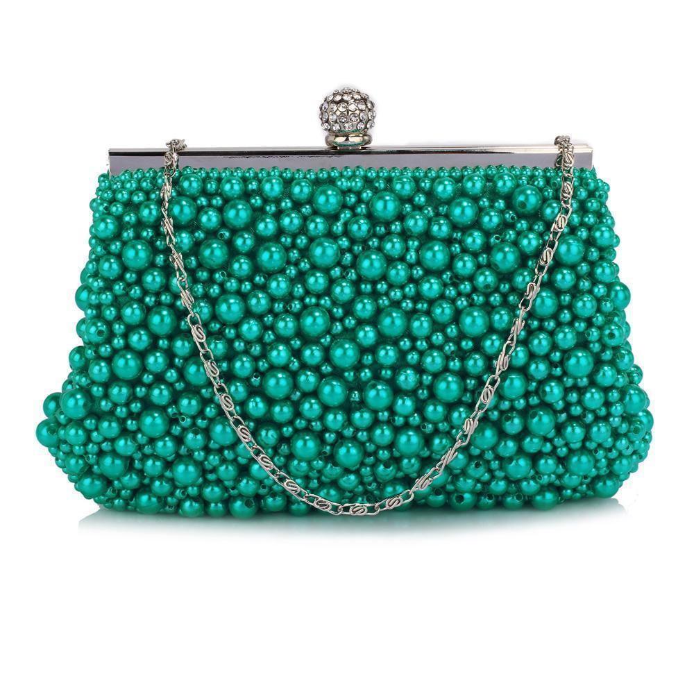 Elegance Vintage Pearl Clutch Bag - Turquoise-Fascinators Direct