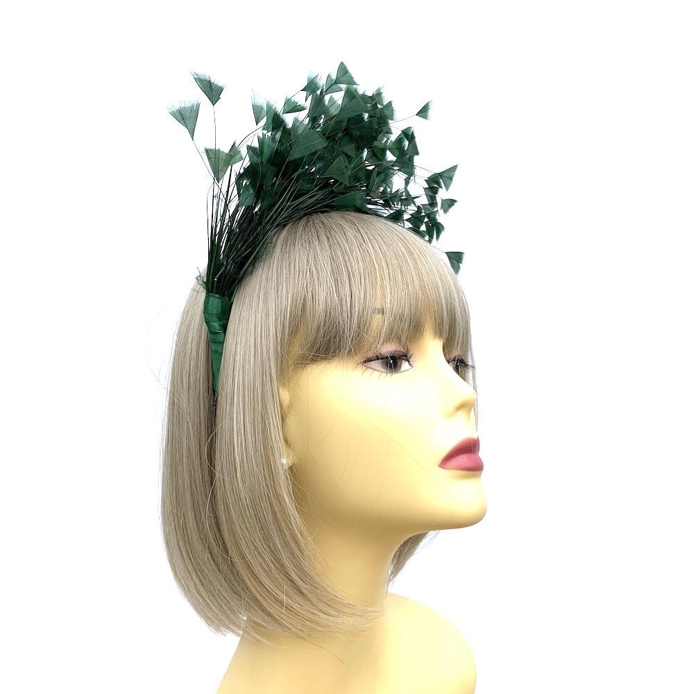 Emerald Green Feather Headband Fascinator-Fascinators Direct