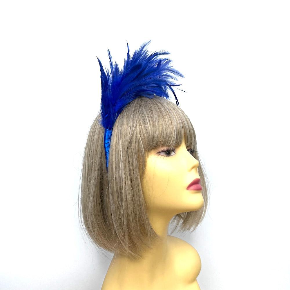 Flapper Style Blue Feather Headband-Fascinators Direct