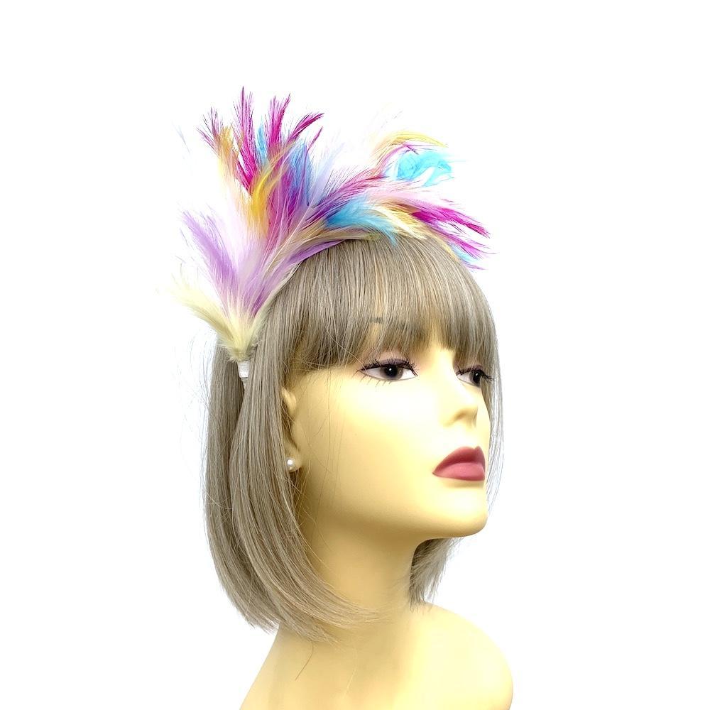 Flapper Style Rainbow Feather Headband-Fascinators Direct