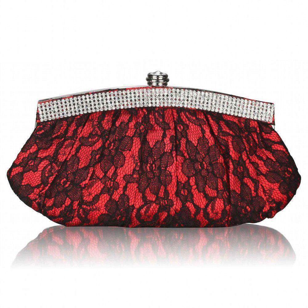 Designer handmade evening clutch bag - Black-red - 59,00 €
