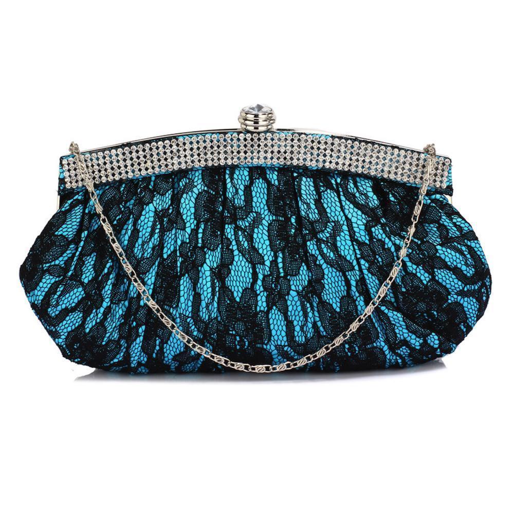 Vintage Lace Teal Clutch Bag in Floral Design