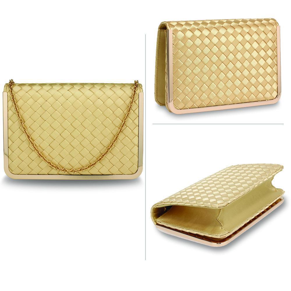 Gold Flap Evening Clutch Bag-Fascinators Direct