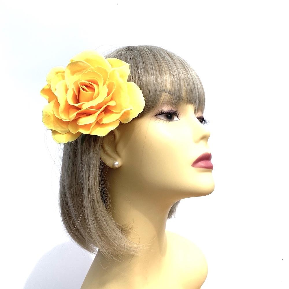 Golden Yellow Rose Hair Clip-Fascinators Direct