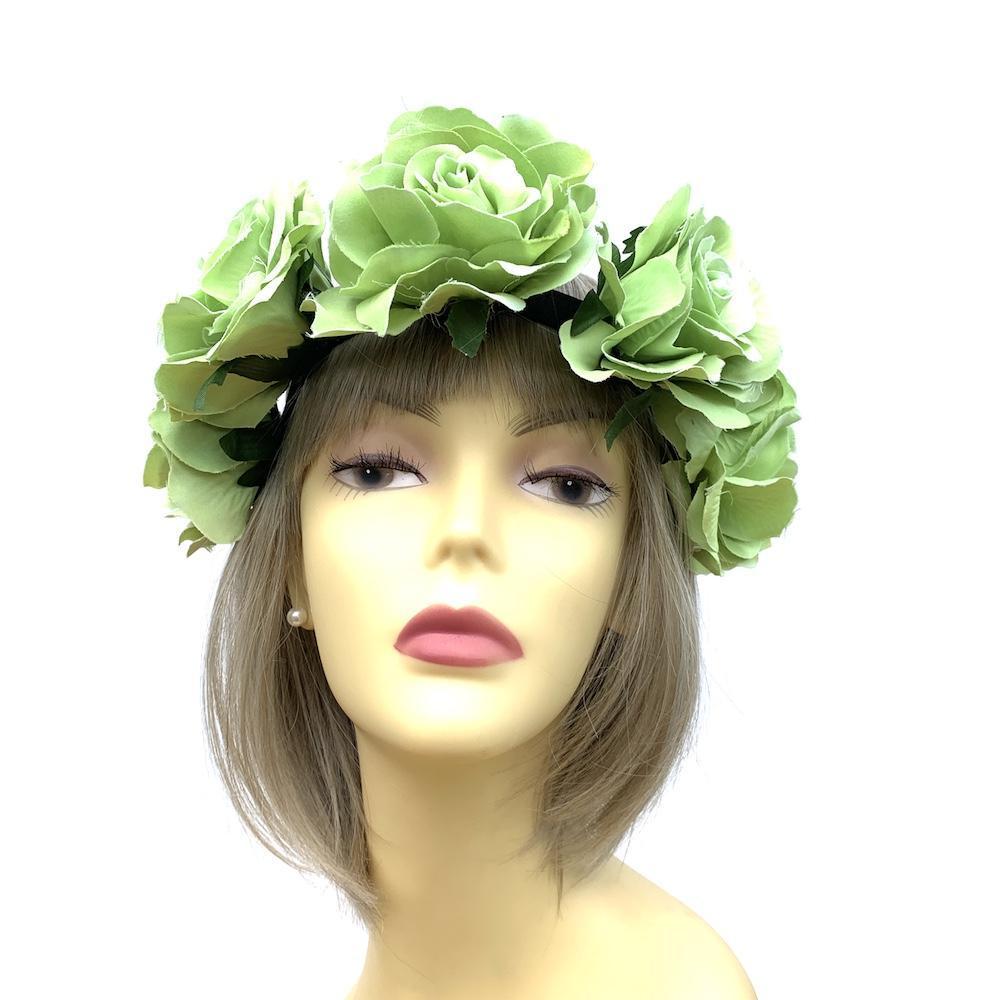 Green Flower Crown Hair Garland-Fascinators Direct