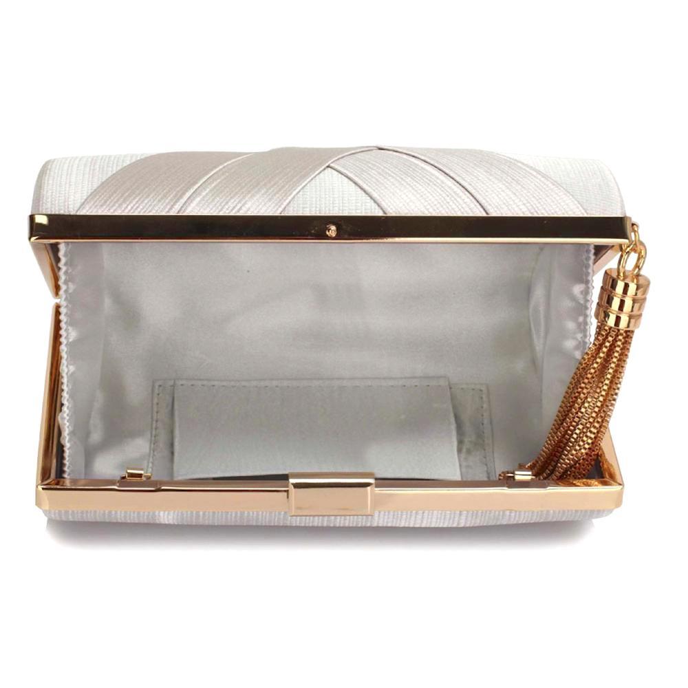 Ivory Box Clutch Bag with Tassel-Fascinators Direct