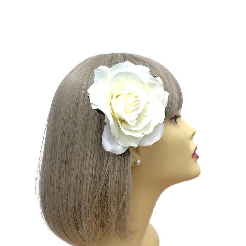 Ivory Rose Hair Clip-Fascinators Direct