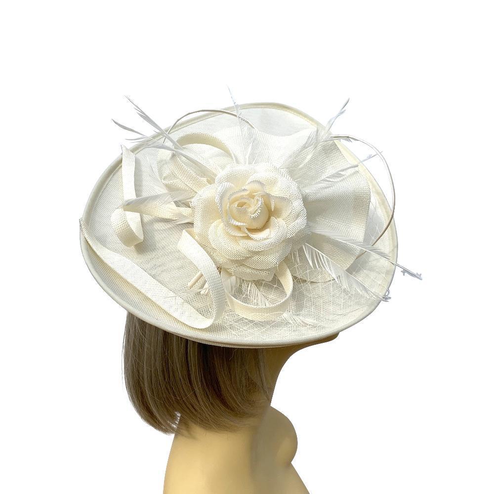 Saucer Fascinator Hat in Ivory Cream Ivory Fascinators