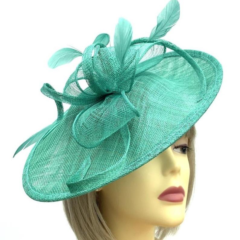 Jade Green Teardrop Disc Fascinator for Weddings & The Races