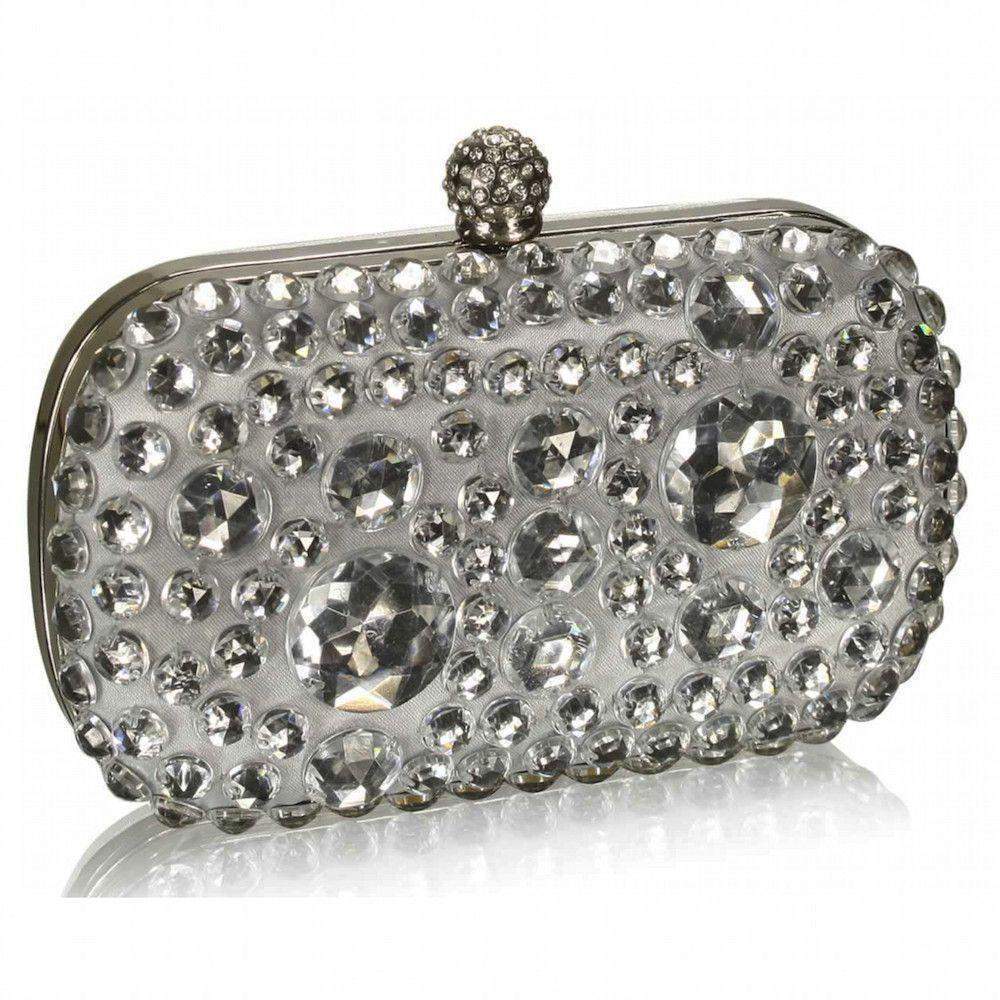 Silver jewelled 2025 clutch bag