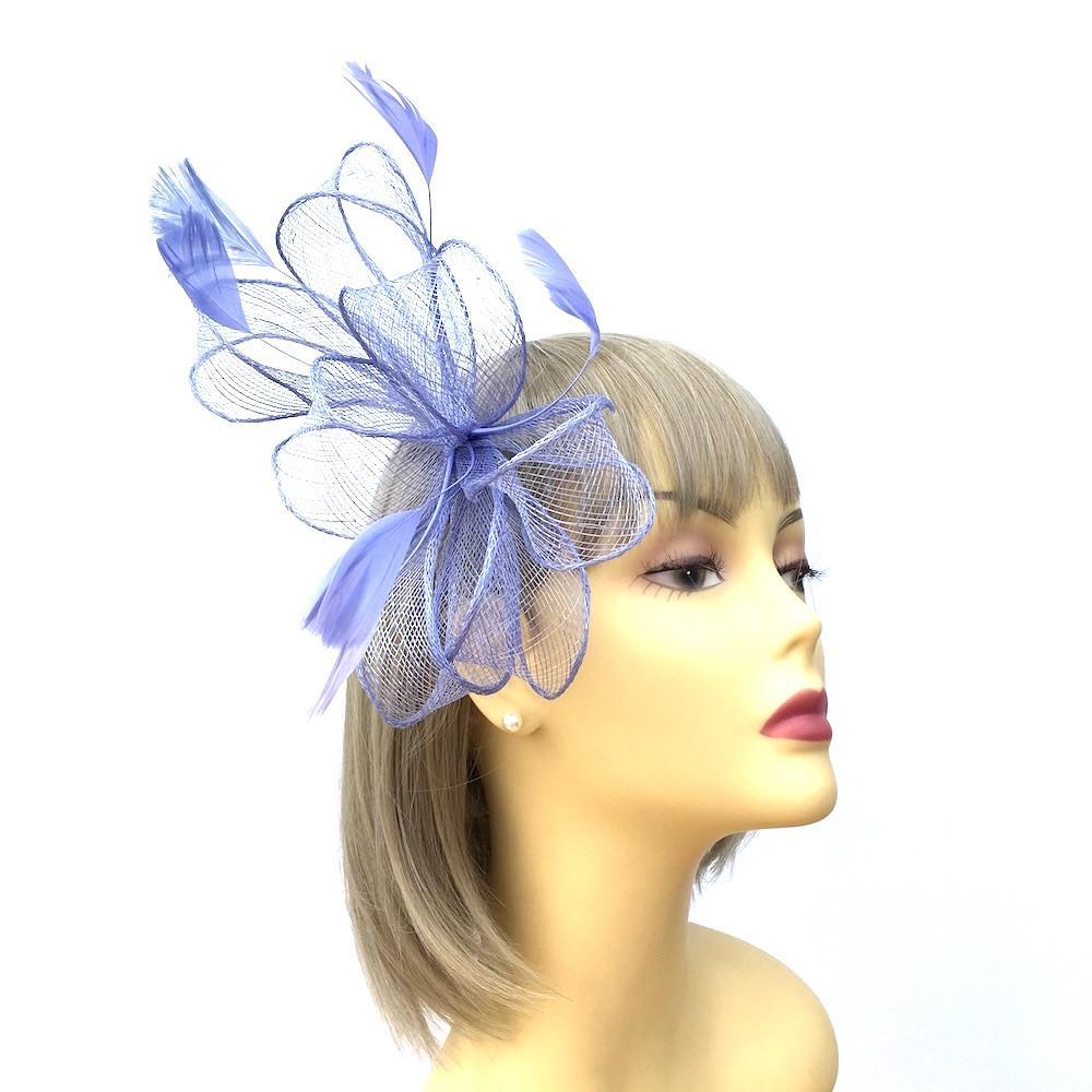 Lavender Fascinator Hair Comb with Feathers & Loops-Fascinators Direct
