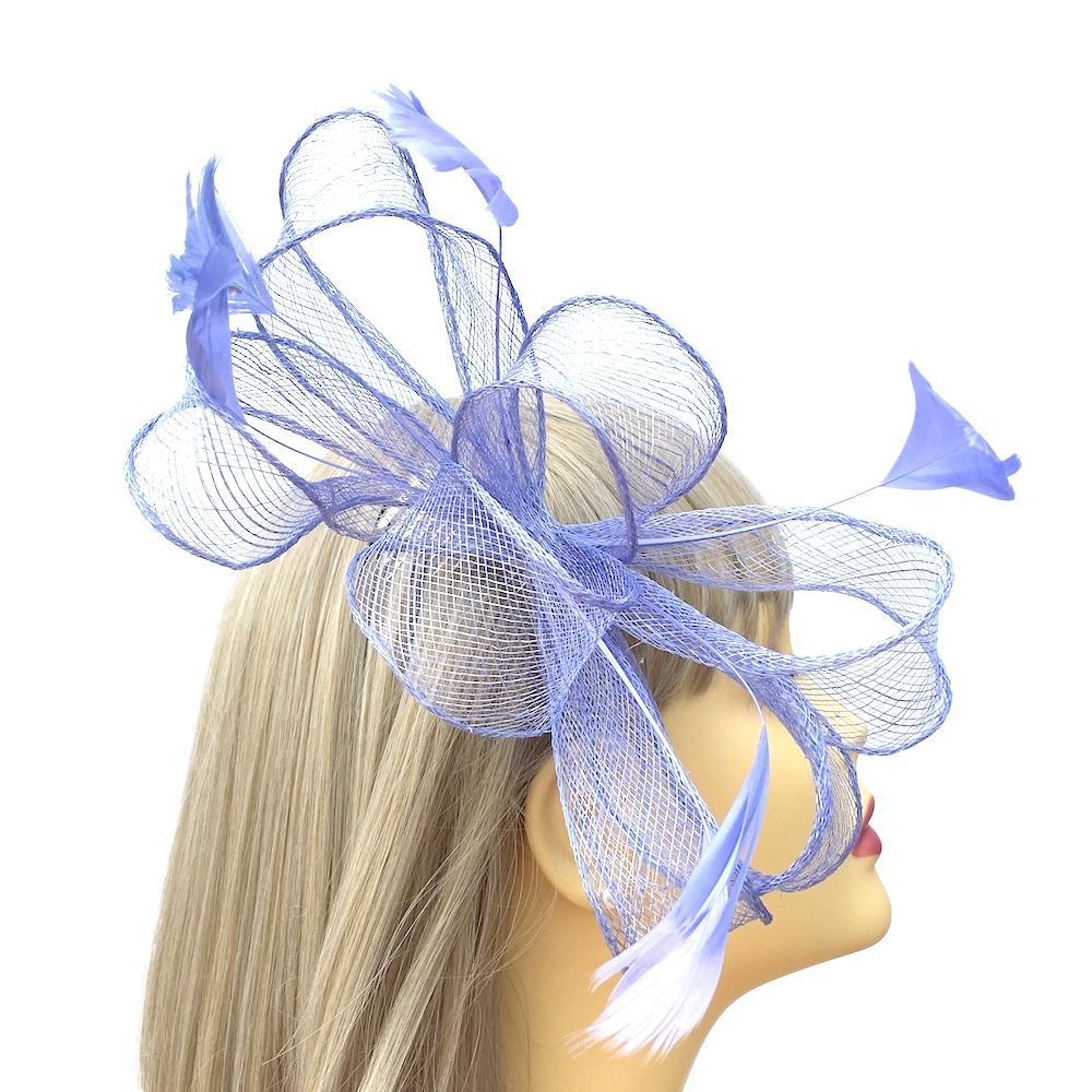 Lavender Fascinator Hair Comb with Feathers &amp; Loops-Fascinators Direct