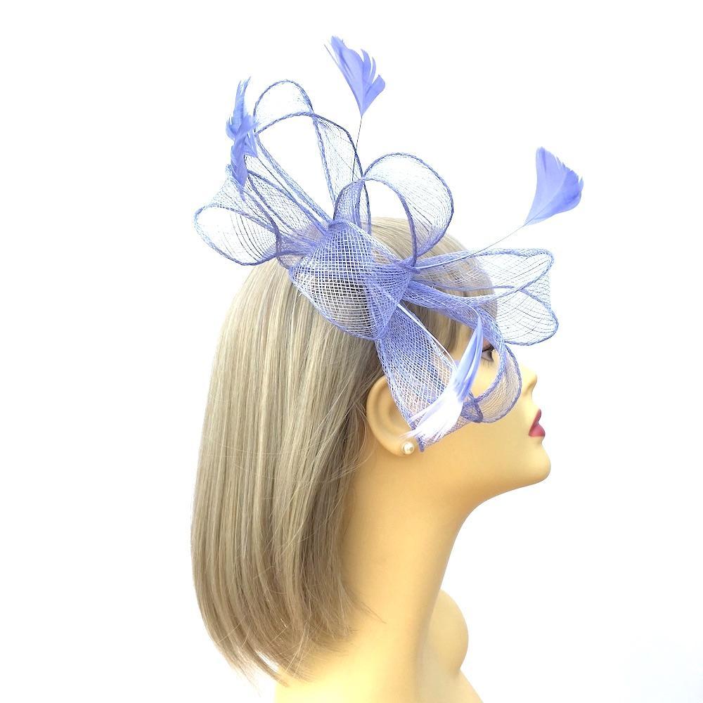 Lavender Fascinator Hair Comb with Feathers &amp; Loops-Fascinators Direct