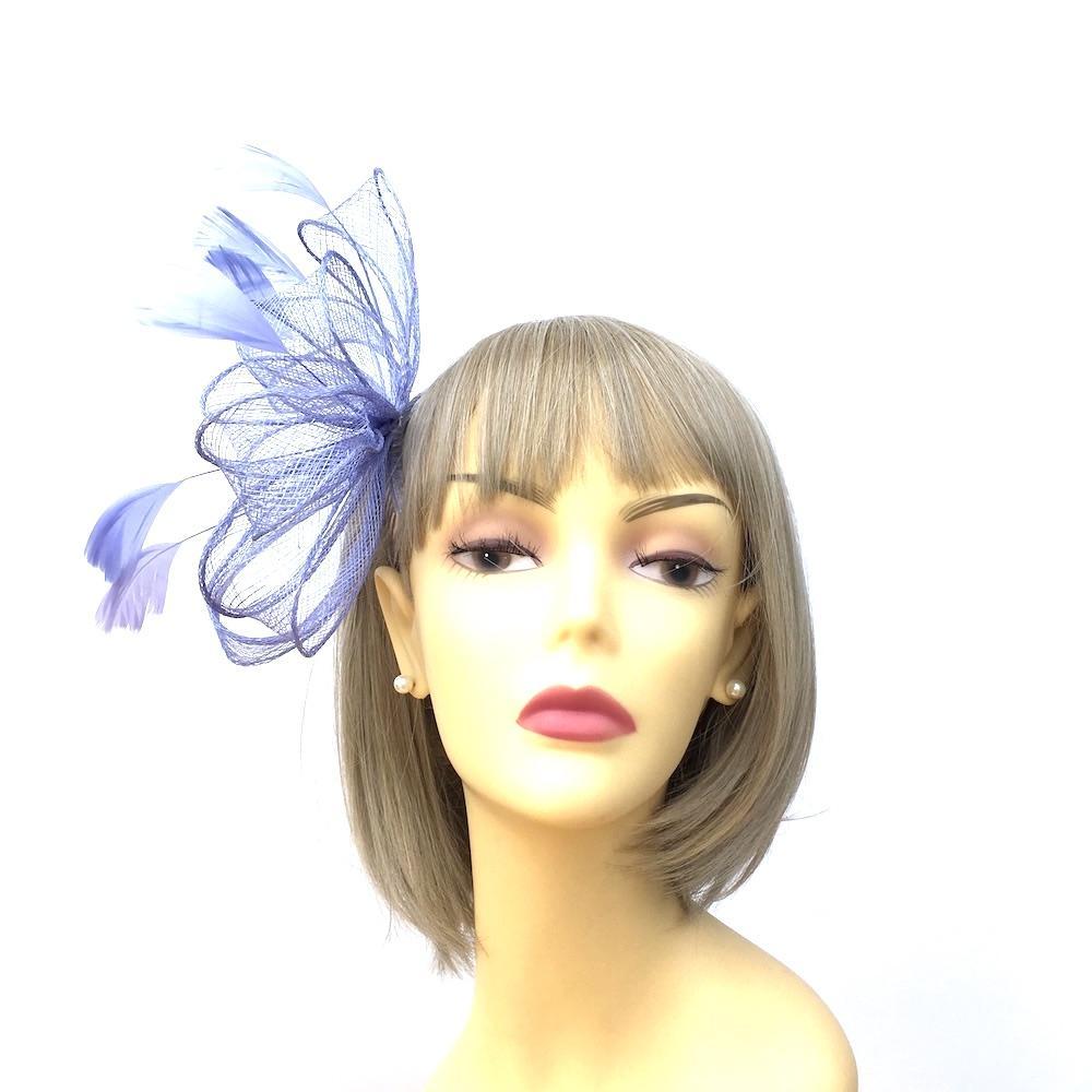 Lavender Fascinator Hair Comb with Feathers &amp; Loops-Fascinators Direct