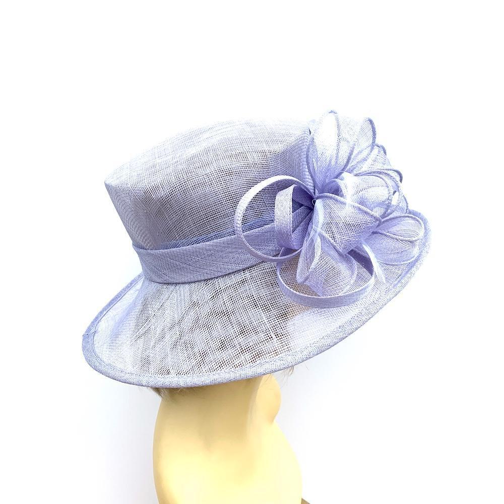 Lavender Wedding Hat with Sinamay Loops &amp; Feathers-Fascinators Direct