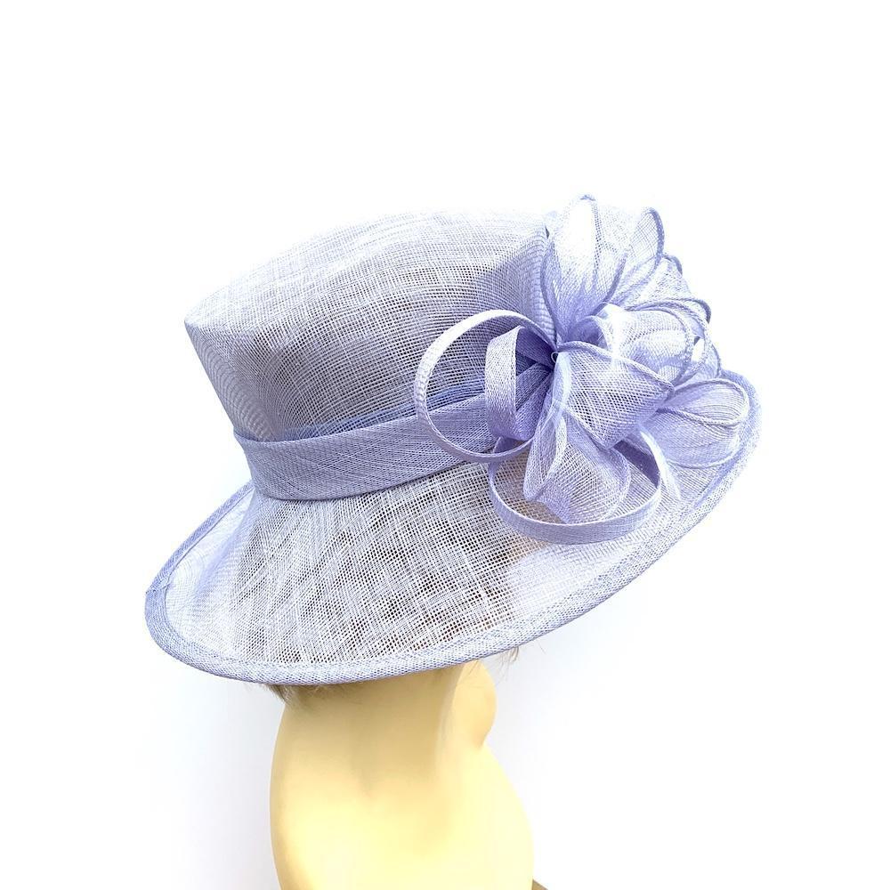 Lavender Wedding Hat with Sinamay Loops & Feathers-Fascinators Direct