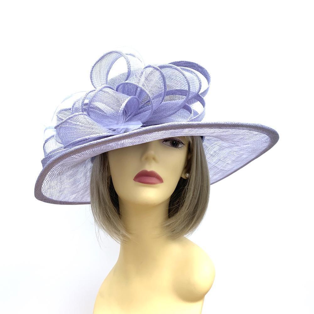 Lavender Wedding Hat with Sinamay Loops &amp; Feathers-Fascinators Direct