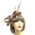 Light Brown Pillbox Fascinator Hat with Feather Quill & Sinamay Loops-Fascinators Direct