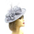 Light Grey Saucer Hatinator with Ruched Sinamay, Flowers & Feathers-Fascinators Direct