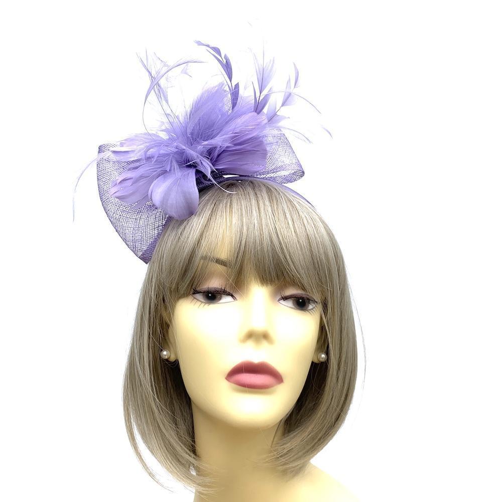 Lilac Fascinator Hair Band with Bow & Feathers-Fascinators Direct