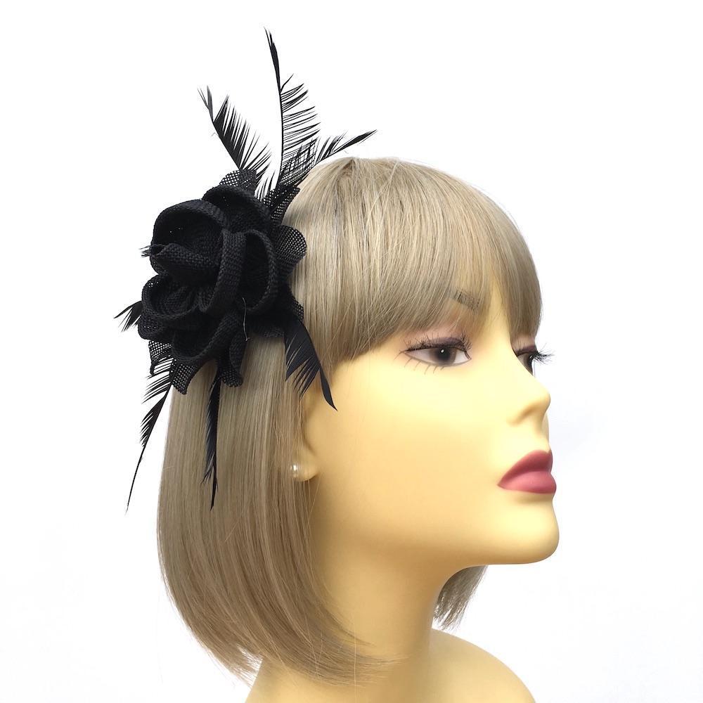Lily Flower Small Black Fascinator Hair Clip-Fascinators Direct