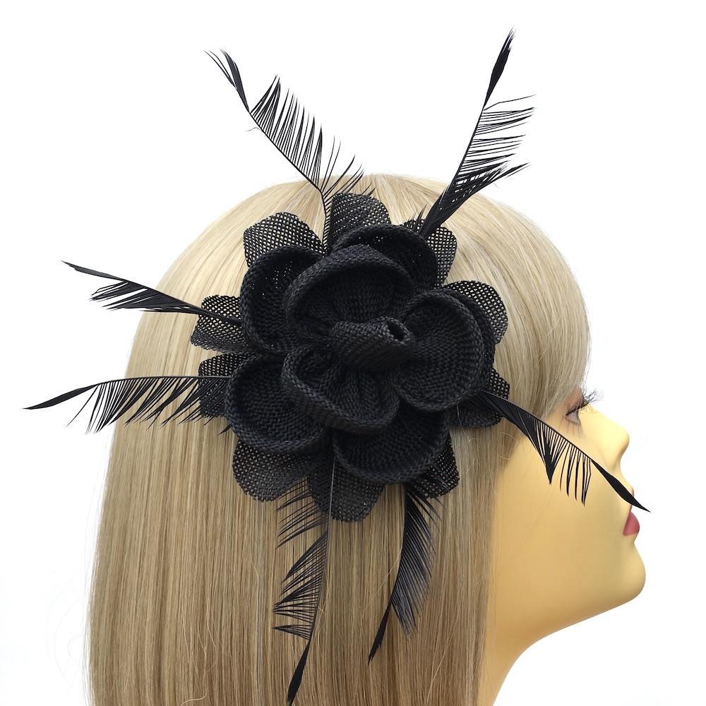 Lily Flower Small Black Fascinator Hair Clip-Fascinators Direct