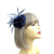 Navy Blue Disc Fascinator with Flower & Feathers-Fascinators Direct