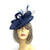 Navy Fascinator Hat with Twin Quills & Sinamay Loops-Fascinators Direct