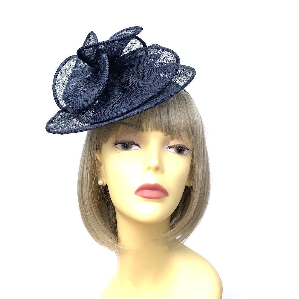 Navy Hatinator in Poppy Flower Design-Fascinators Direct