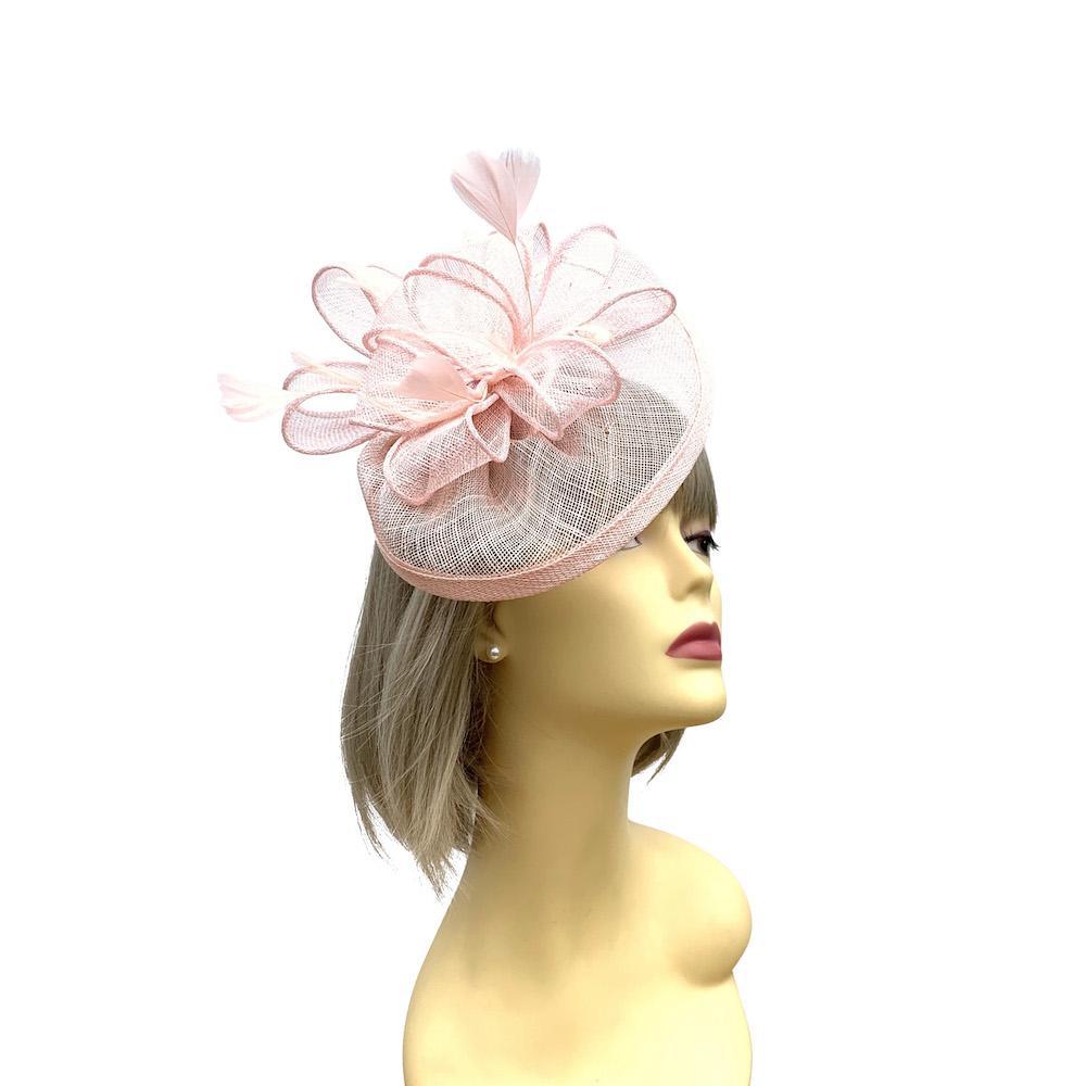 Nude Pink Fascinator with Ruched Sinamay & Loops-Fascinators Direct